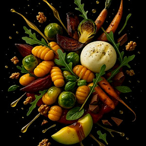 Kürbisgnocchi mit gegrilltem Wintergemüse