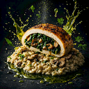 Maishähnchenbrust gefüllt mit Spinat & Champignons
